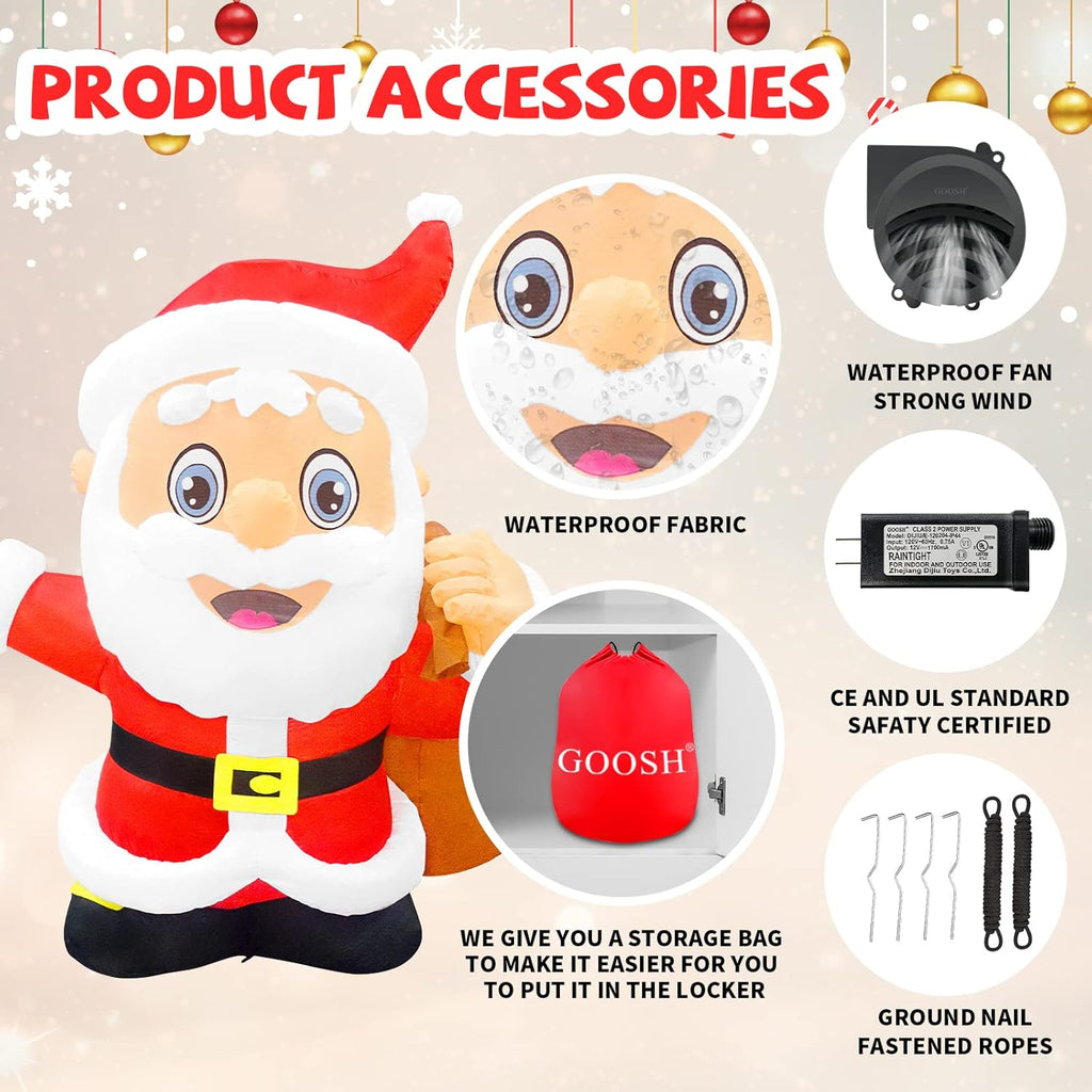 6.5 FT Santa Claus Christmas Inflatables with LED Lights F2250