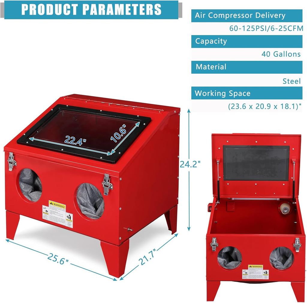 40 Gallon Bench Top Air Sandblasting Cabinet with Gun and 4 x Nozzles D96453