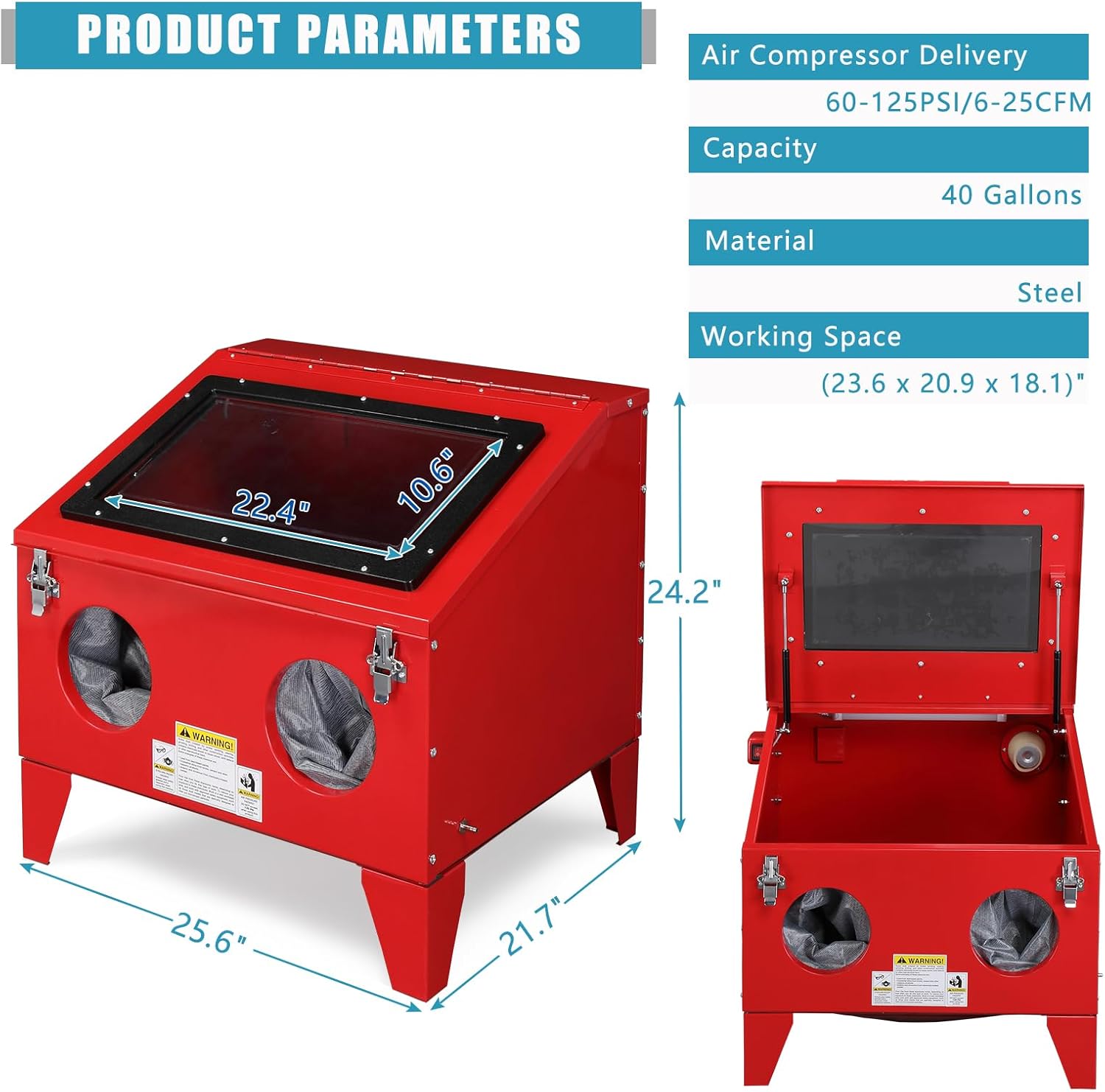 40 Gallon Bench Top Air Sandblasting Cabinet with Gun and 4 x Nozzles D96453