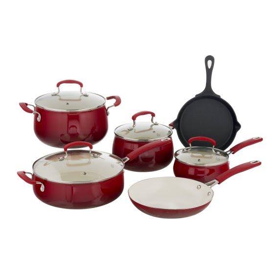 10-Piece Red Cookware Set A3131