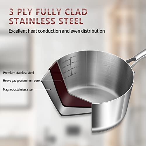 Tri-Ply Stainless Steel 3 QT Saucepan with Steamer Set D304