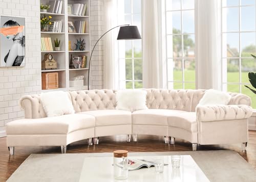Cream Velvet Semi Circular Sofa Sectional D206720