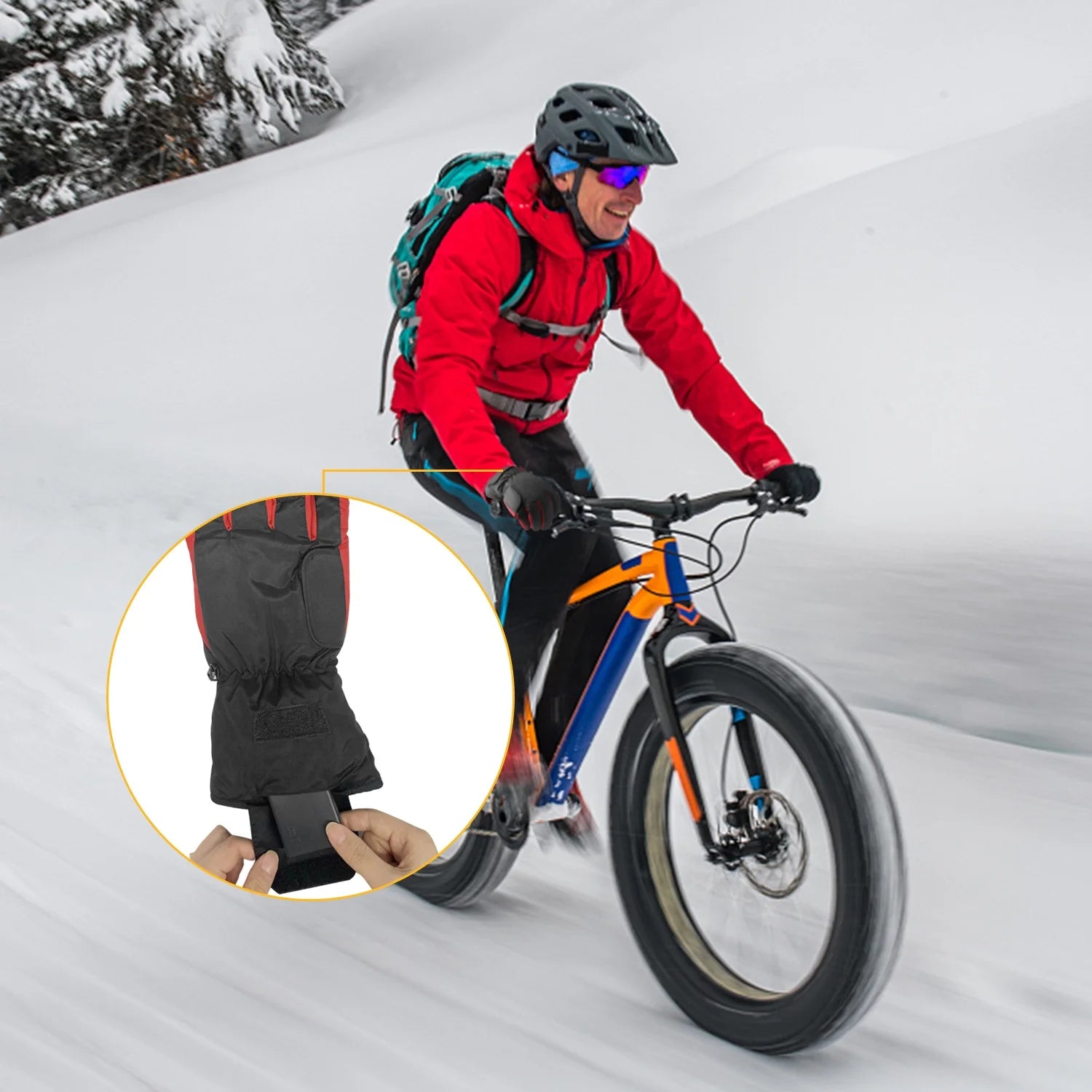 Red Heated Winter Gloves T994
