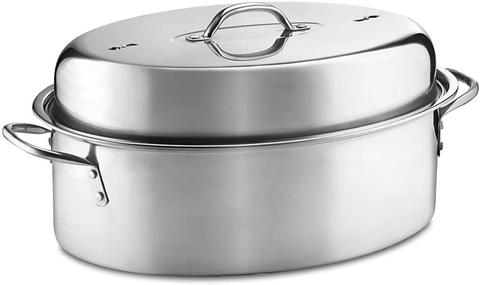 3-Piece Stainless Steel Covered Oval Roaster Set J694