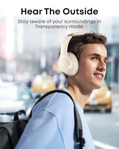 White Hybrid Active Noise Cancelling Over-Ear Bluetooth Headphones N341