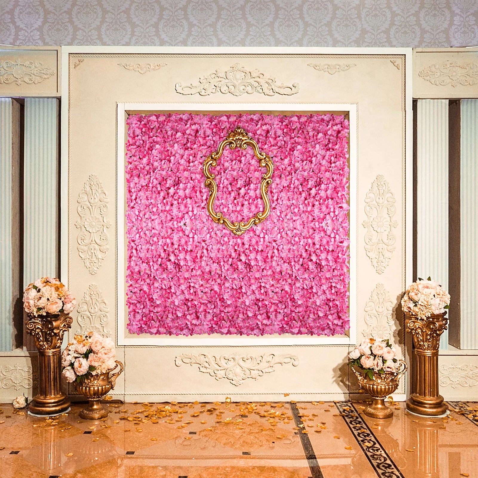 12 Pack Pink Artificial Hydrangea Floral Wall Panels 24×16" D559510
