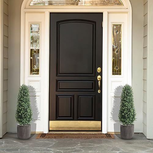 3ft Artificial Topiary Boxwood Tree UV Resistant Faux Shrub 2 Packs with Black Pot U508633