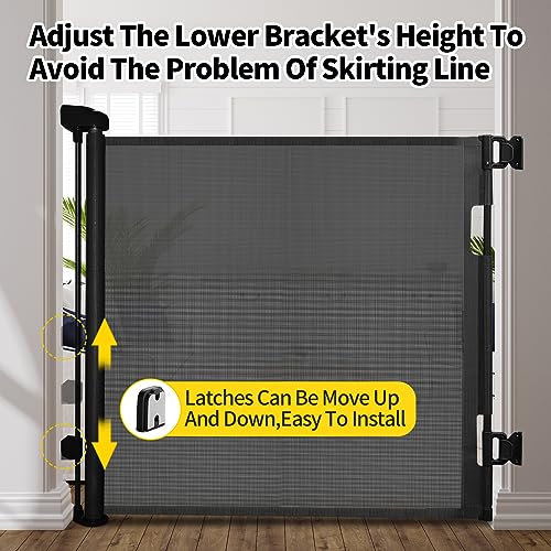 Retractable Mesh Baby Gate, 33" Tall, Extends up to 55" Wide, Gray U200086