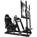 Racing Simulator Cockpit with Monitor Stand and Black Seat Q201