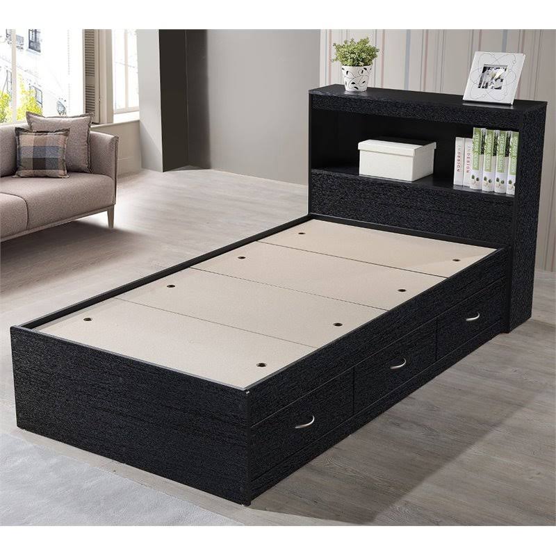 Twin Captain Storage Bed with 3 Drawers in Black W407718