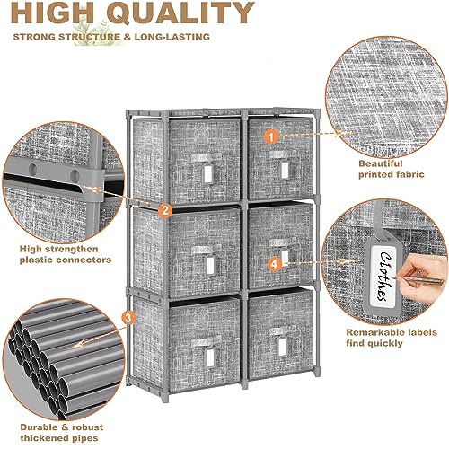6 Printed Bins Cube Storage Organizer Shelf with Labels Z291584