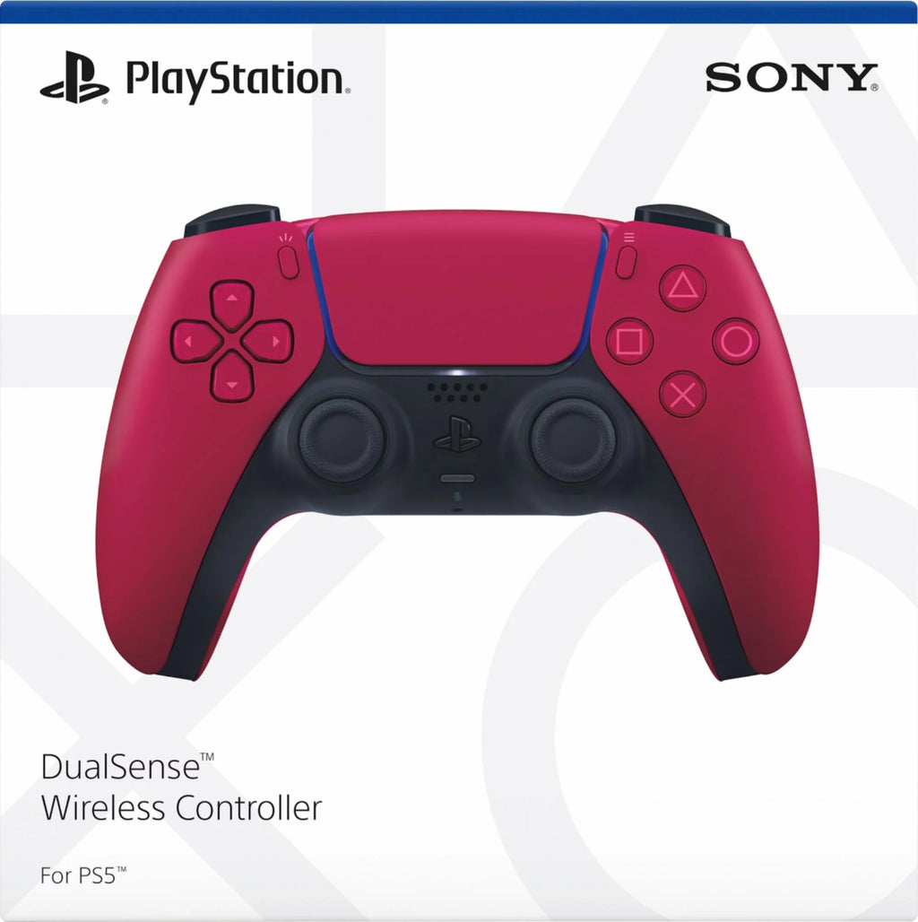 PlayStation 5 Slim Disc 2TB SSD Edition with Two Controllers White and Cosmic Red DualSense and Mytrix Hard Shell Protective Controller Case G815
