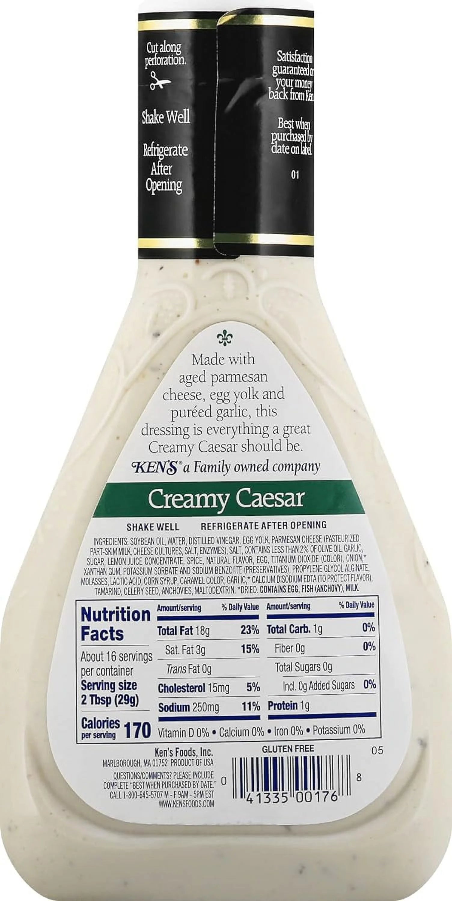 Creamy Caesar Dressing, 16 FL OZ Bottle (Pack Of 2 Bottles) L265