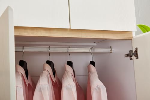 White Wood 4-Door Armoire Wardrobe Closet with Hanging Rod B863786