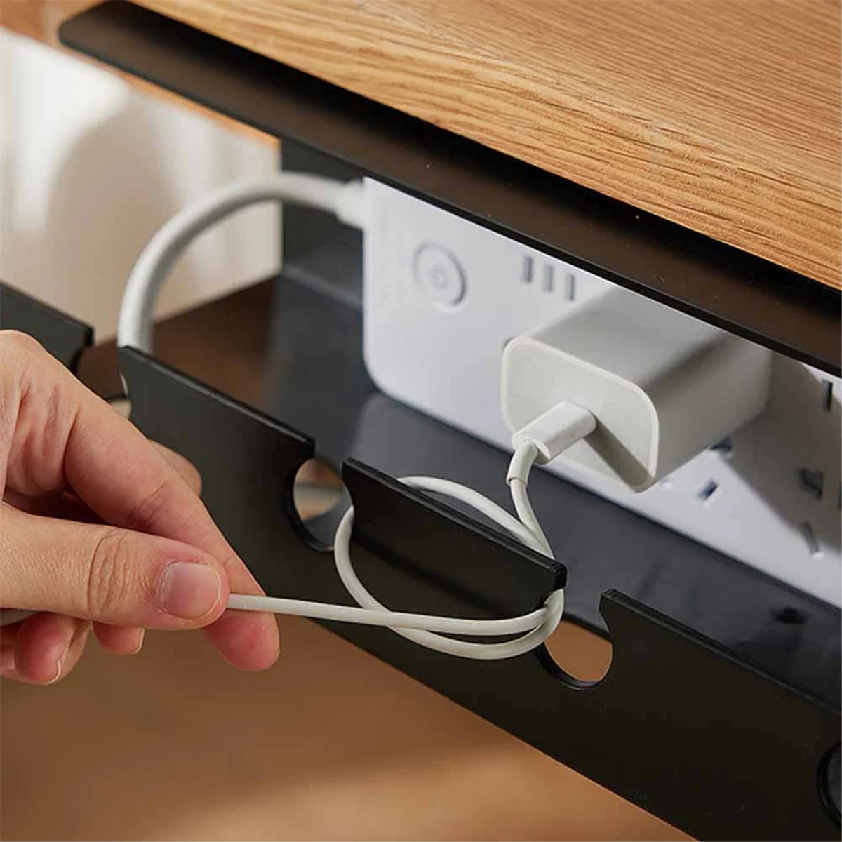 White Under Desk Cable Management Cable Tray with Clamp X65335