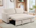 Beige 78 Inch Convertible Sleeper Sofa Bed with Pullout Bed D24352