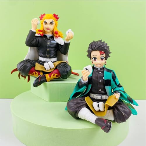 Anime Devil Slayer Eating Rice Balls Sitting Pose Action Figure Toy W604645