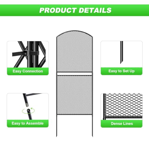Decorative Garden Fence 10 Pack, 37.5in(H) x 10.8ft(L) Rustproof Metal Fencing Q7999