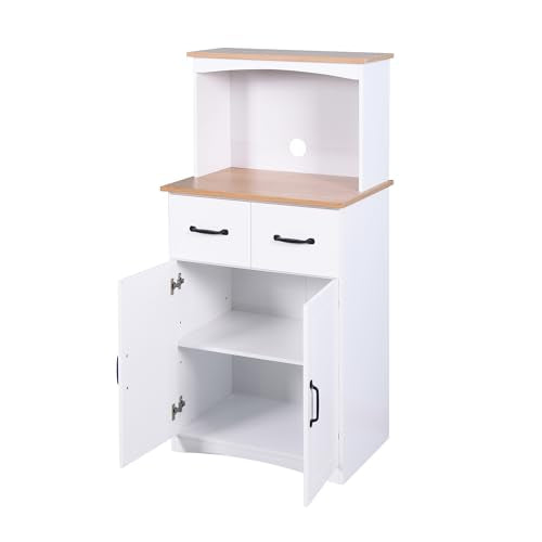 White Wooden Kitchen Cabinet with Framed Glass Doors and Drawer X37216
