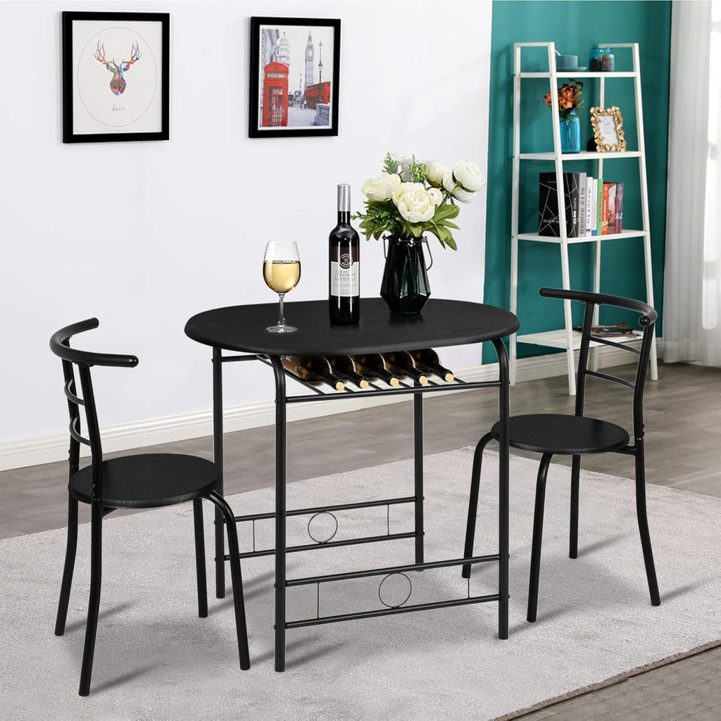 Black Metal Dining Table and 2 Chairs Set of 3 X1189
