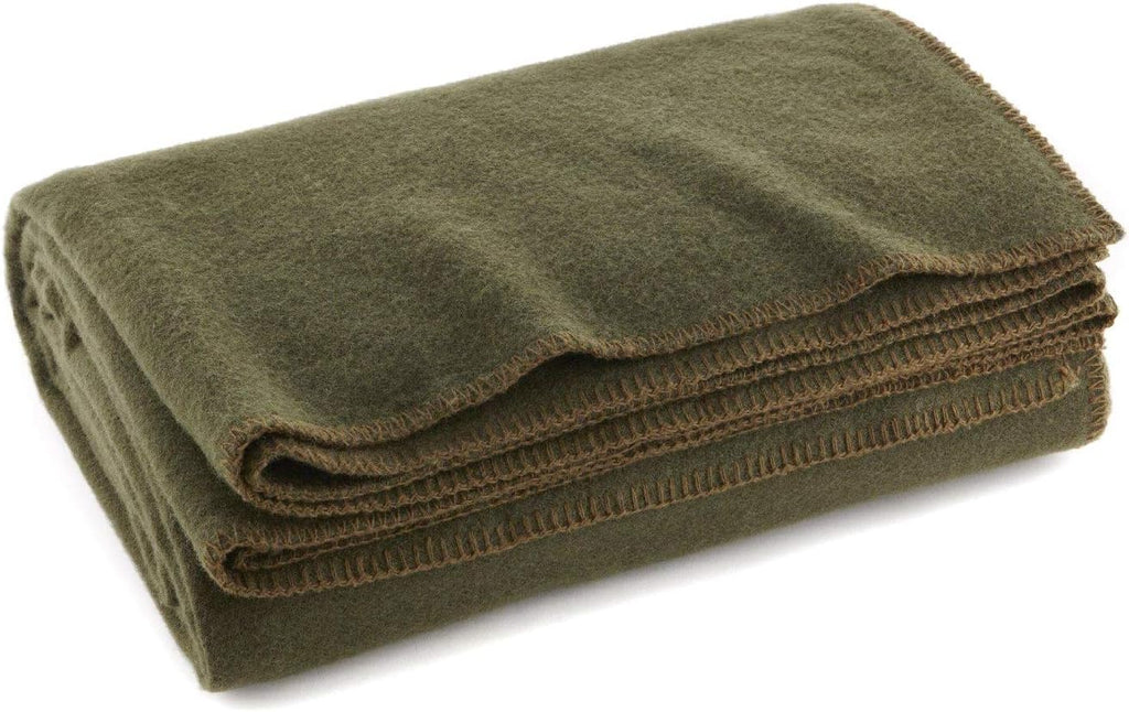 Olive Drab Green 66" x 90" Fire Retardant Wool Blanket Z1063