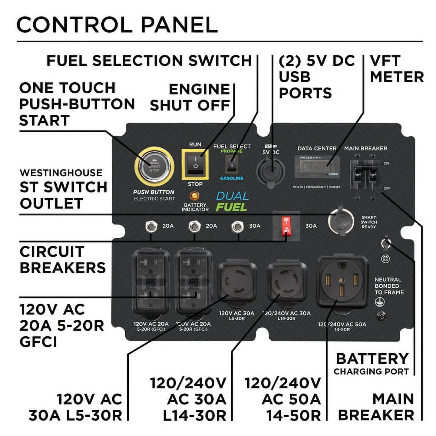 15,000 Peak Watt Dual Fuel Portable Generator D242