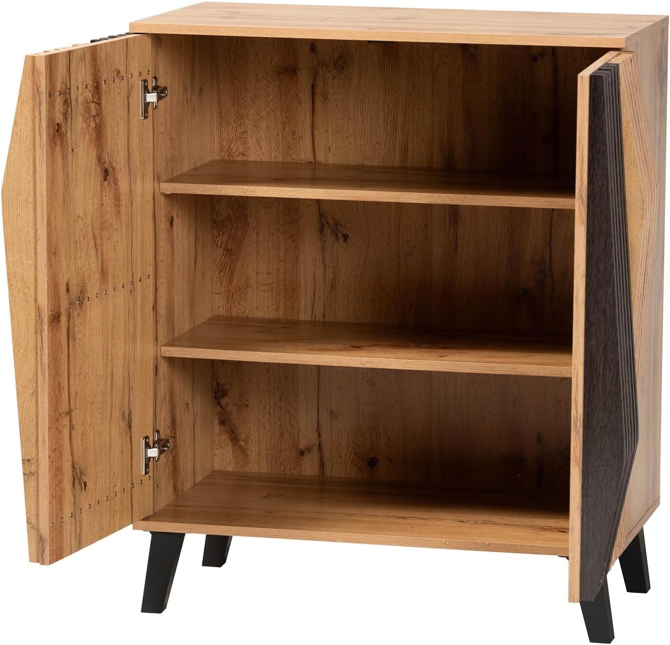 Espresso and Brown Wood 2-Door Storage Cabinet Y288