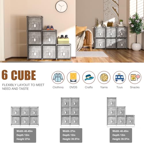 6 Printed Bins Cube Storage Organizer Shelf with Labels Z291584