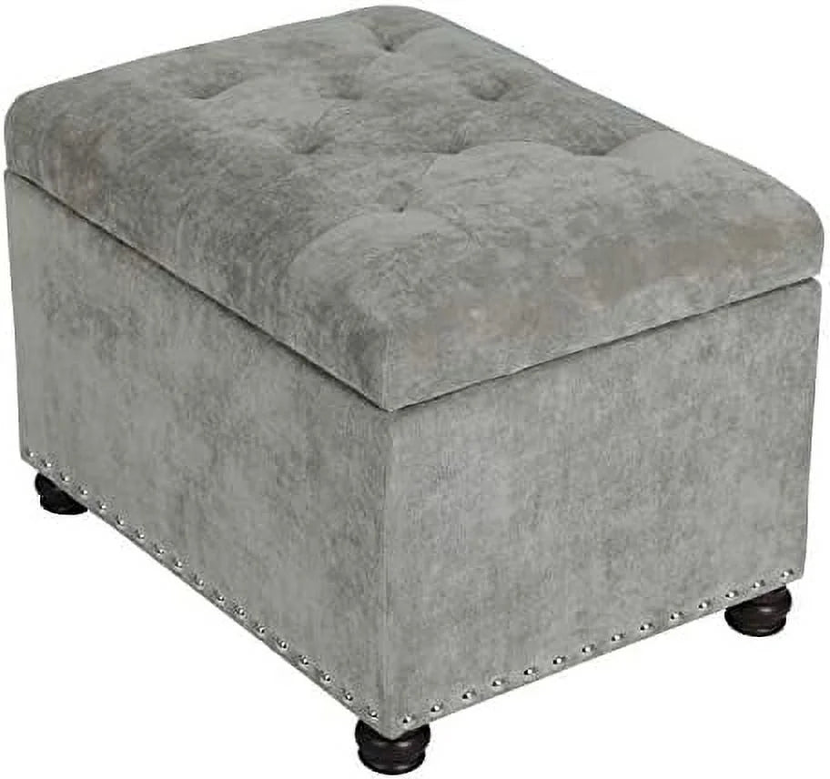 Red Brown Faux Leather Ottoman Bench U480009