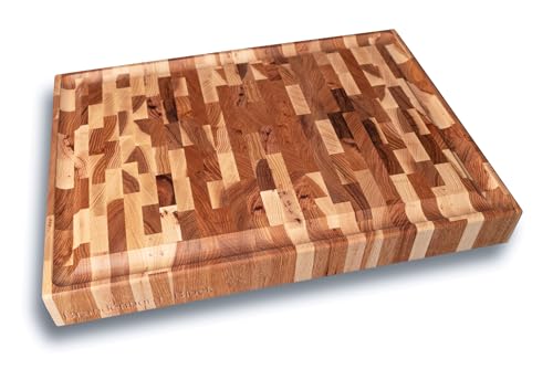 Maple End Grain Cutting Board with Juice Groove, 20 x 14.5 x 2.25 Inches R6547