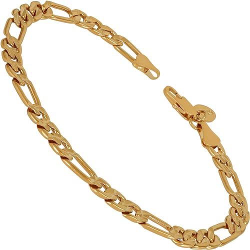 24k Real Gold Plated Figaro Bracelet P221