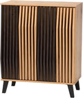 Espresso and Brown Wood 2-Door Storage Cabinet Y288
