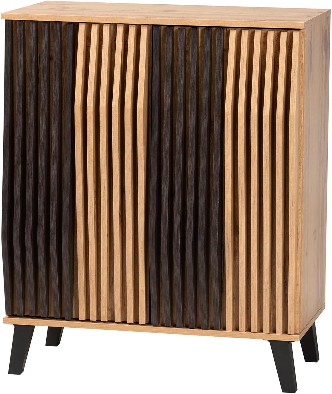Espresso and Brown Wood 2-Door Storage Cabinet Y288