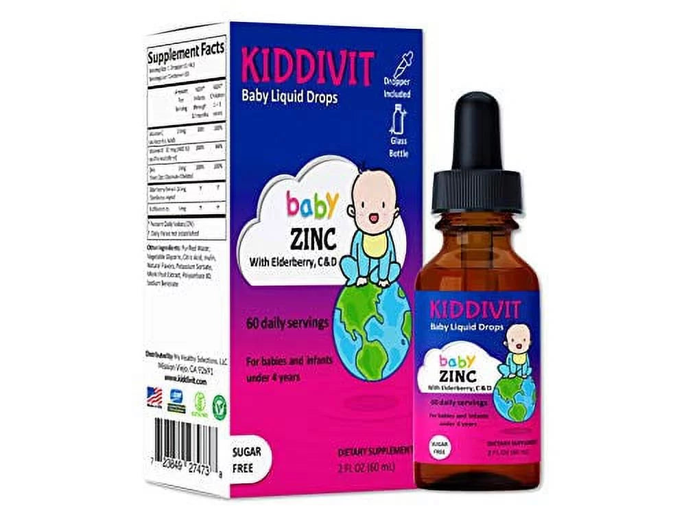 2 Fl Oz Baby Zinc Liquid Drops with Elderberry, Vitamin D3 & C C9875