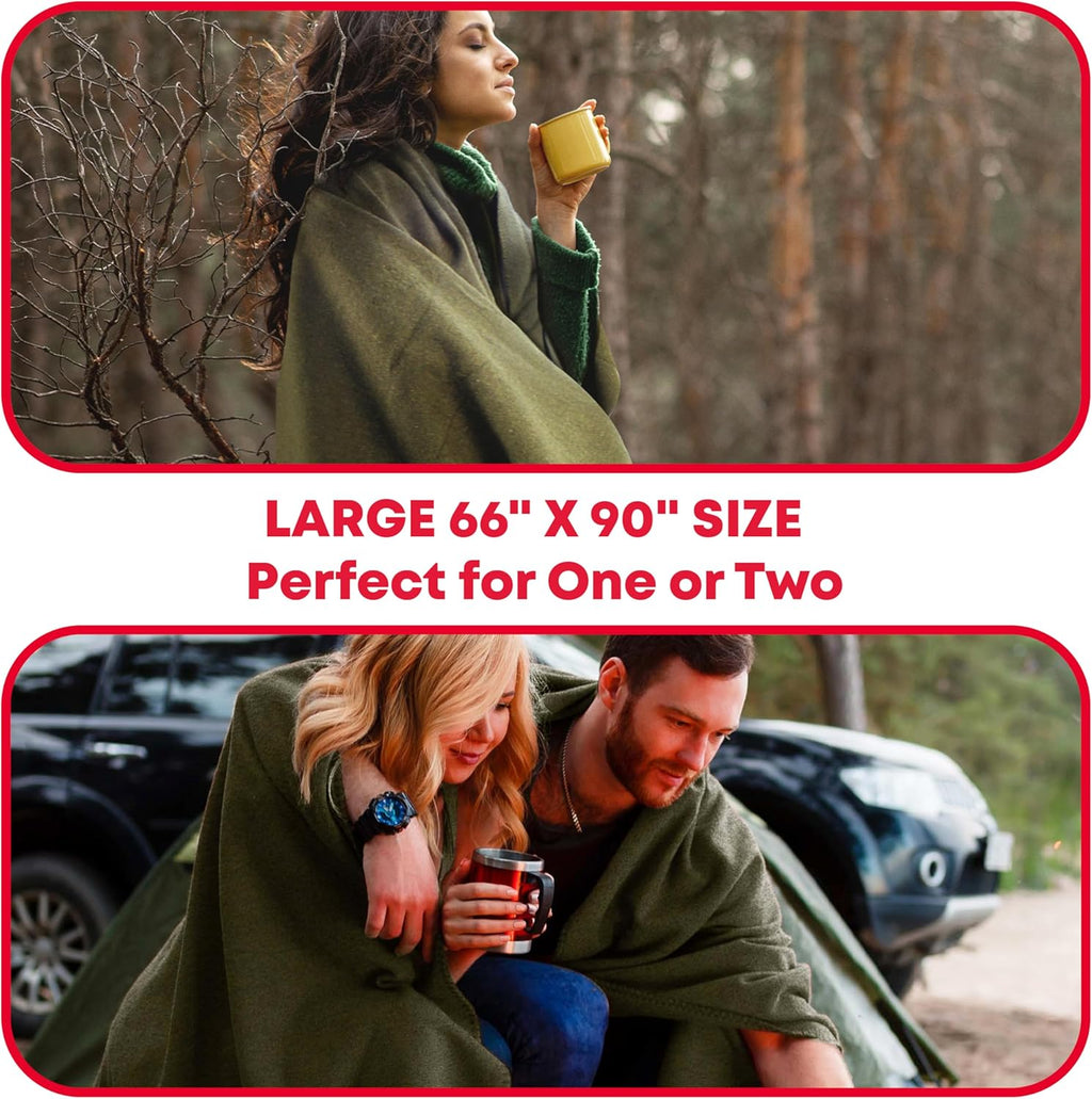 Olive Drab Green 66" x 90" Fire Retardant Wool Blanket Z1063