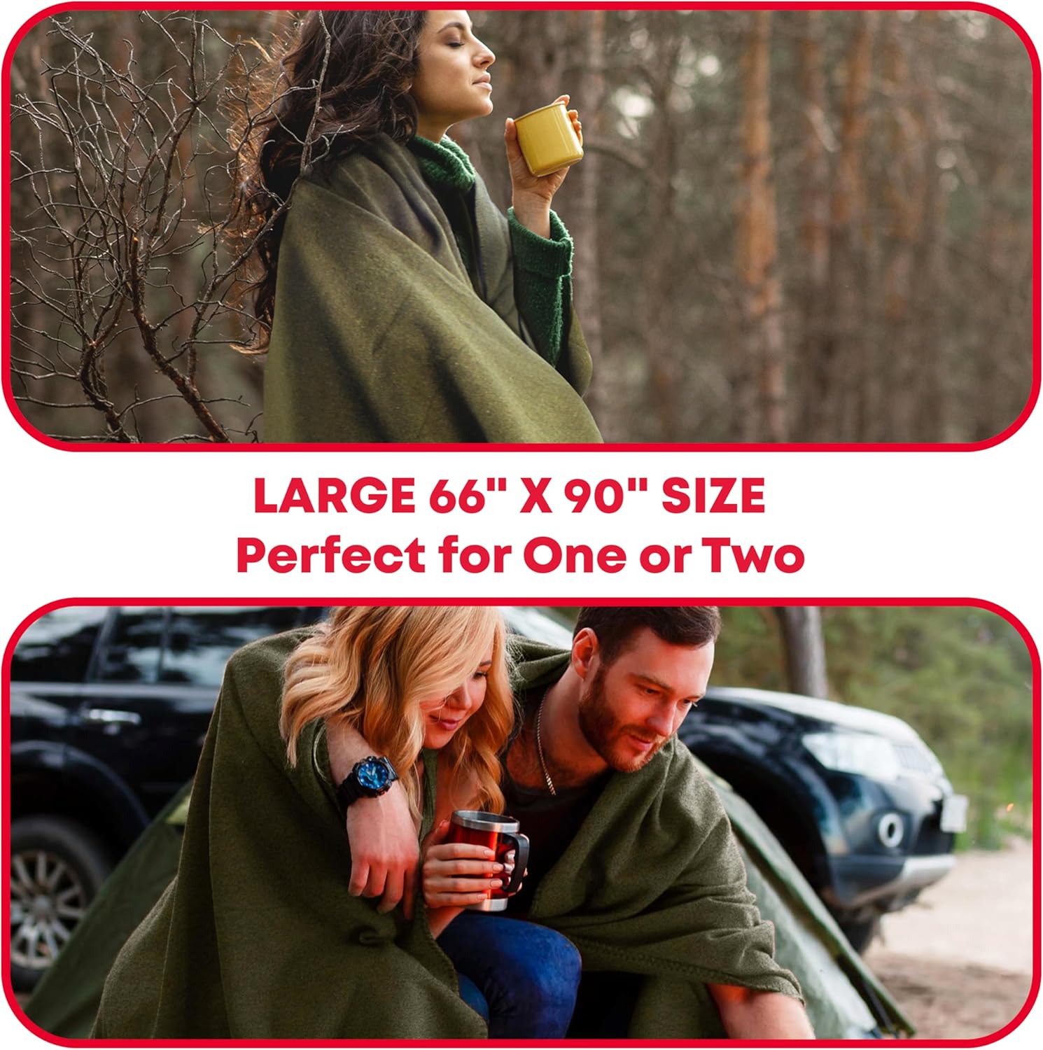 Olive Drab Green 66" x 90" Fire Retardant Wool Blanket Z1063