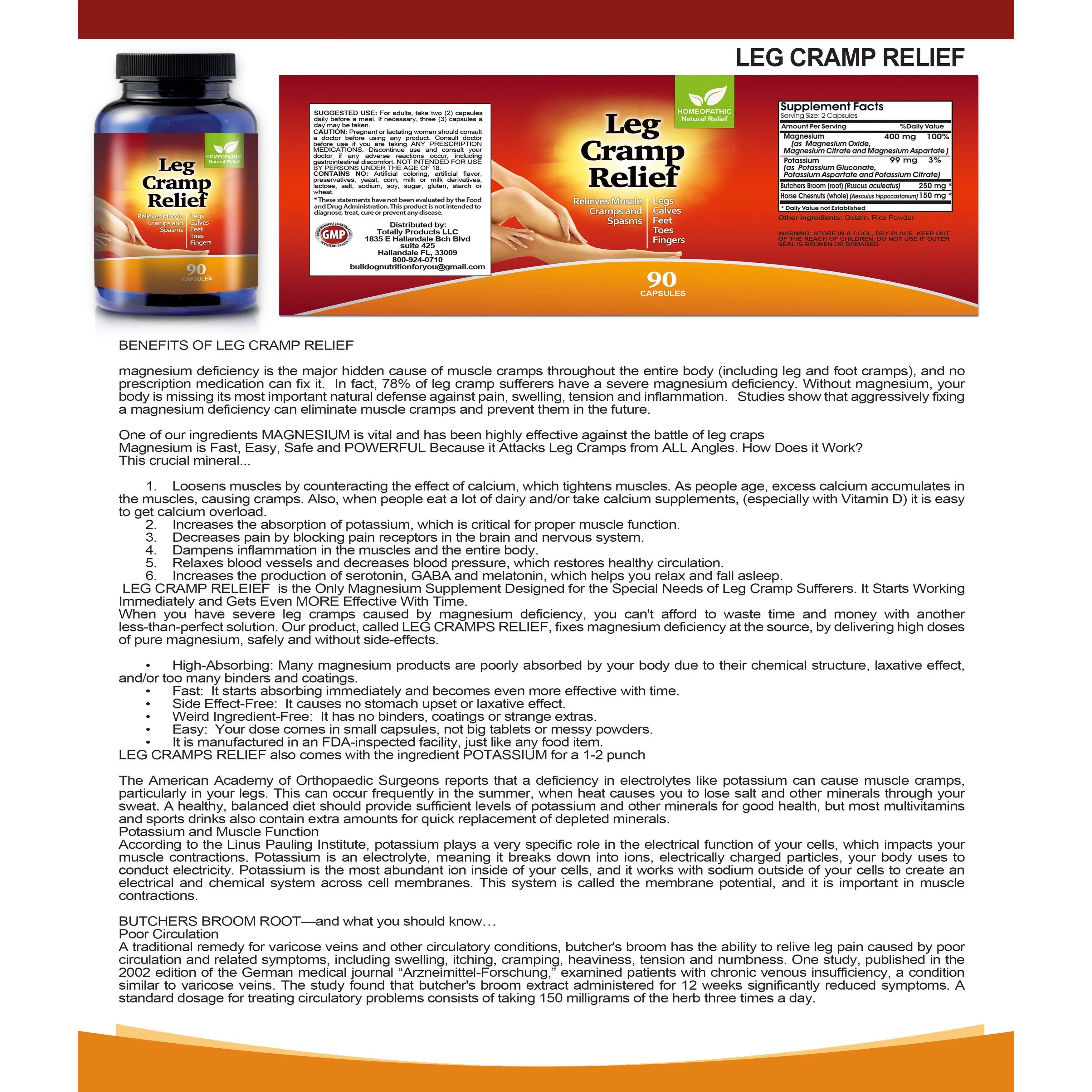 Natural Leg and Foot Cramp Relief Capsules Z2661