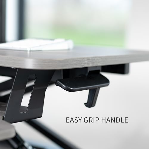 White 32 inch Height Adjustable Standing Desk Converter with Dual Monitor Stand Q9959