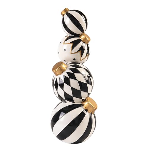 Black and White Checkered Resin Snowman Christmas Decorations V12085