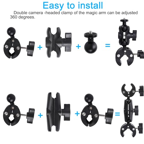 Motorcycle Mount Kit with Double Clamps Handlebar Holder and 155cm Selfie Stick D127951