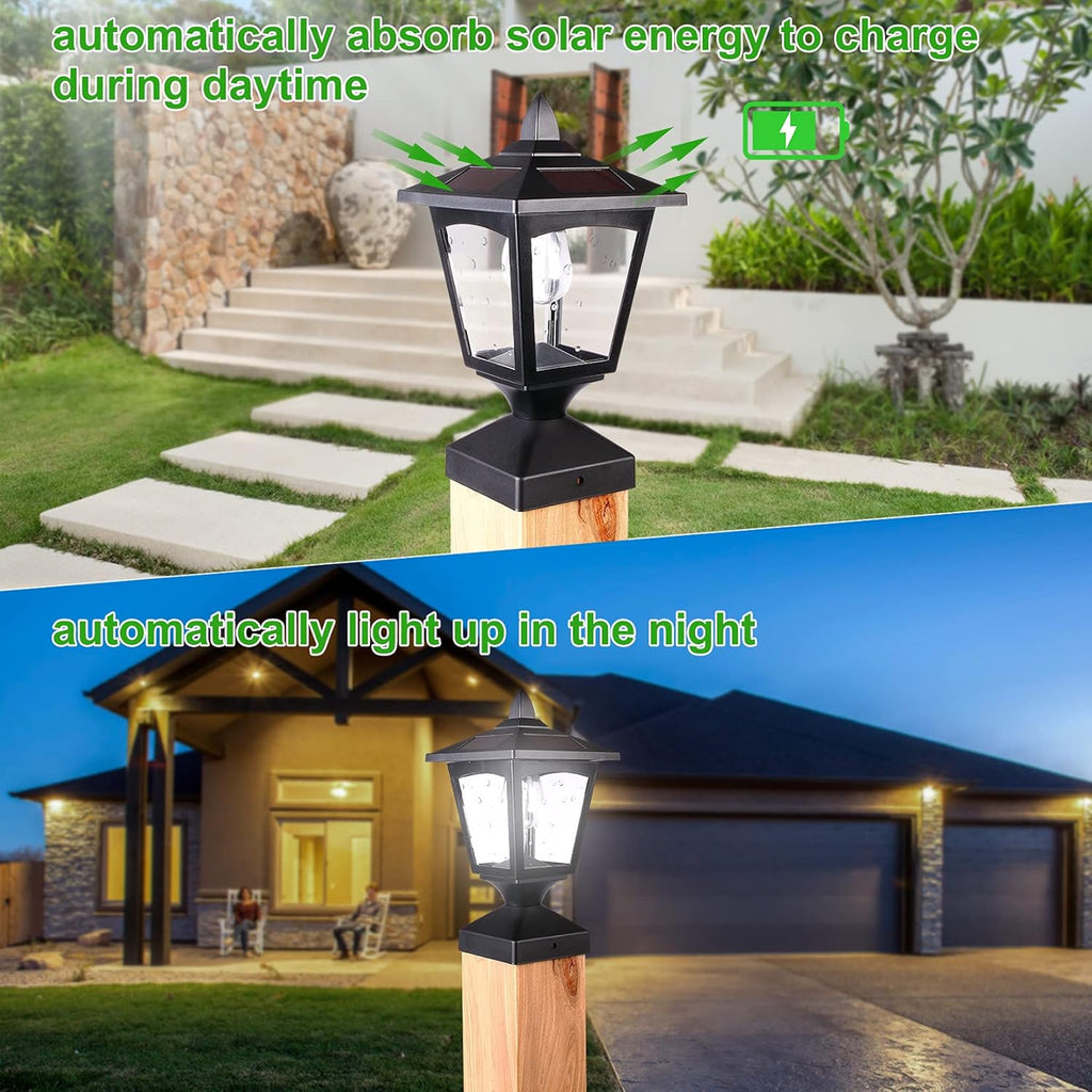 Black 15 Lumens Solar Post Lights (2 Pack) F313