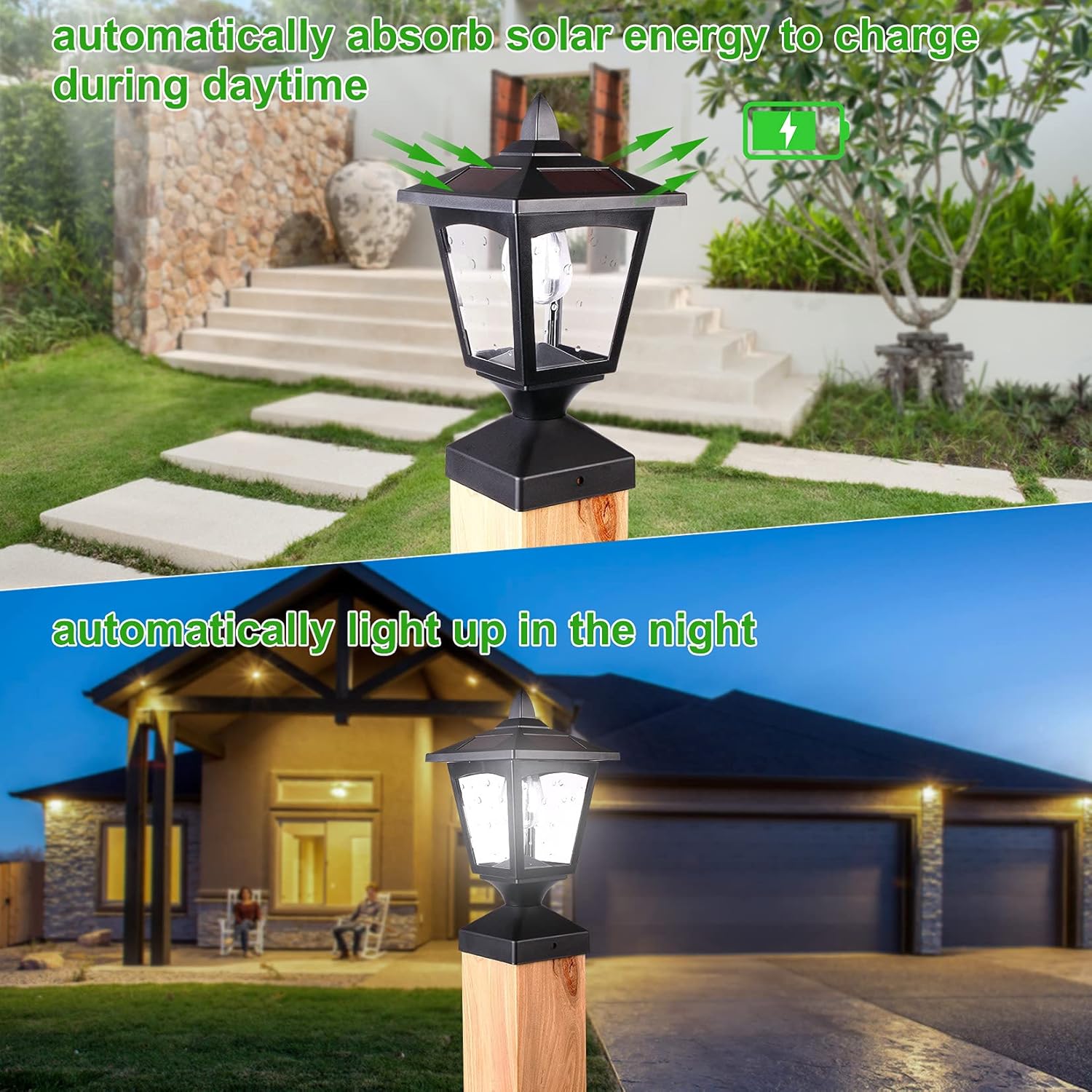 Black 15 Lumens Solar Post Lights (2 Pack) F313
