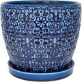 12 in. Dia Ceramic Blue Bell Planter M567