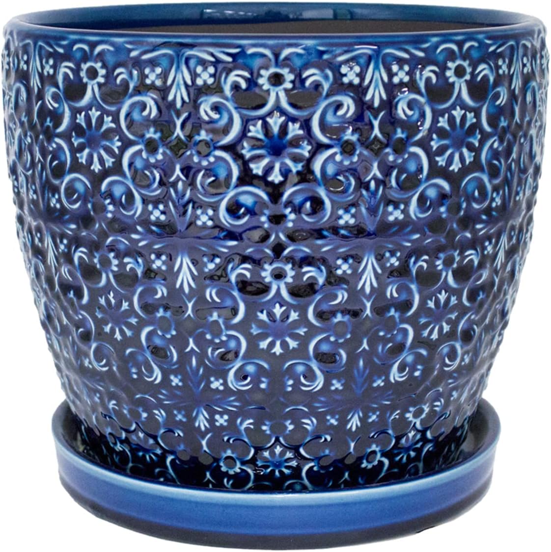 12 in. Dia Ceramic Blue Bell Planter M567