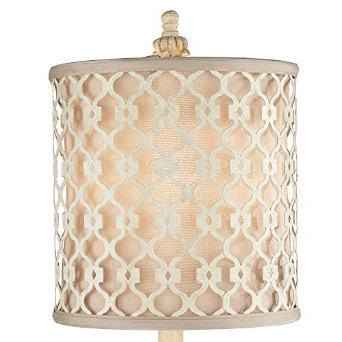 Ivory Off White Metal Candlestick Buffet Table Lamp 34" Tall K980922