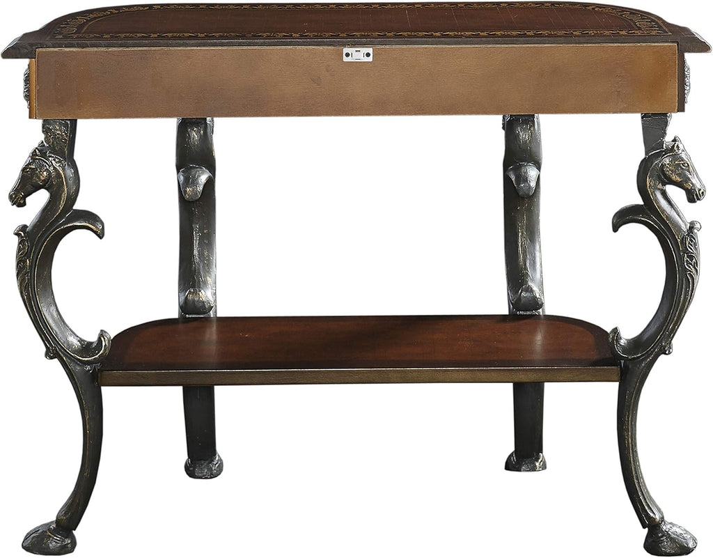 Floral Demilune Console Table with Display Shelf I616
