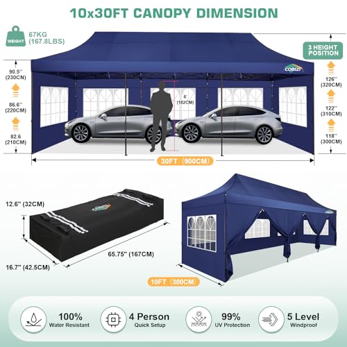 10x20 Pop Up Canopy Tent with 6 Removable Sidewalls, Heavy Duty F368