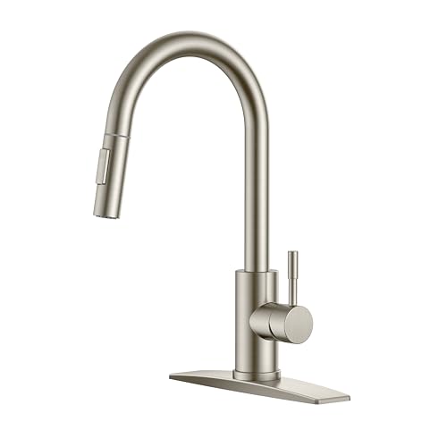 Black Kitchen Faucet with Pull Down Sprayer Stainless Steel High Arc Gooseneck V2110