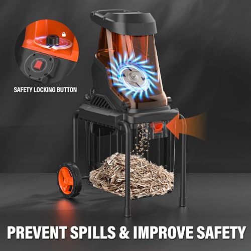 15-Amp Electric Wood Chipper Shredder Mulcher with 50L Collecting Bin 1.8-Inch Cutting Diameter K73568