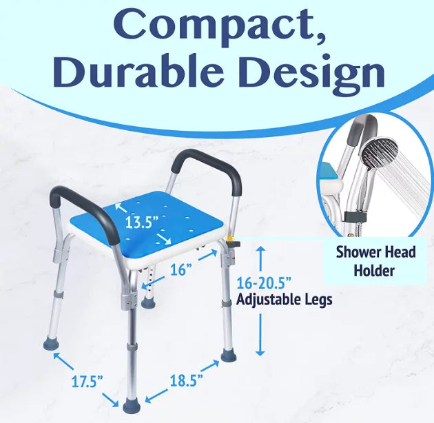 Shower Chair with Padded Seat and Tote Bag O675769